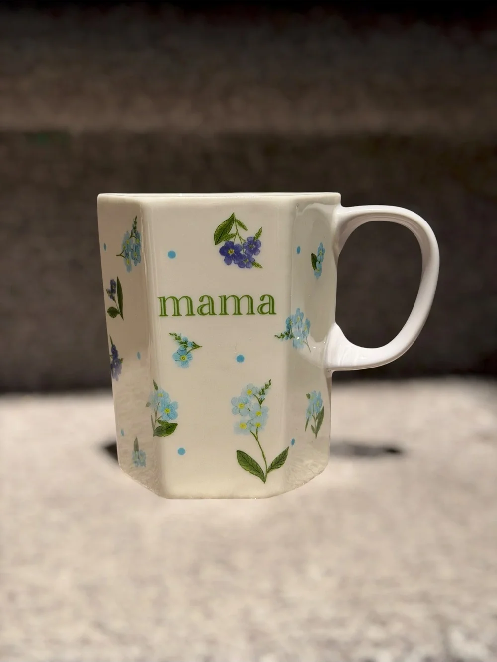 NEW Anthropologie Pia Mama Floral Stoneware Coffee Mug Forget Me Not Botanical